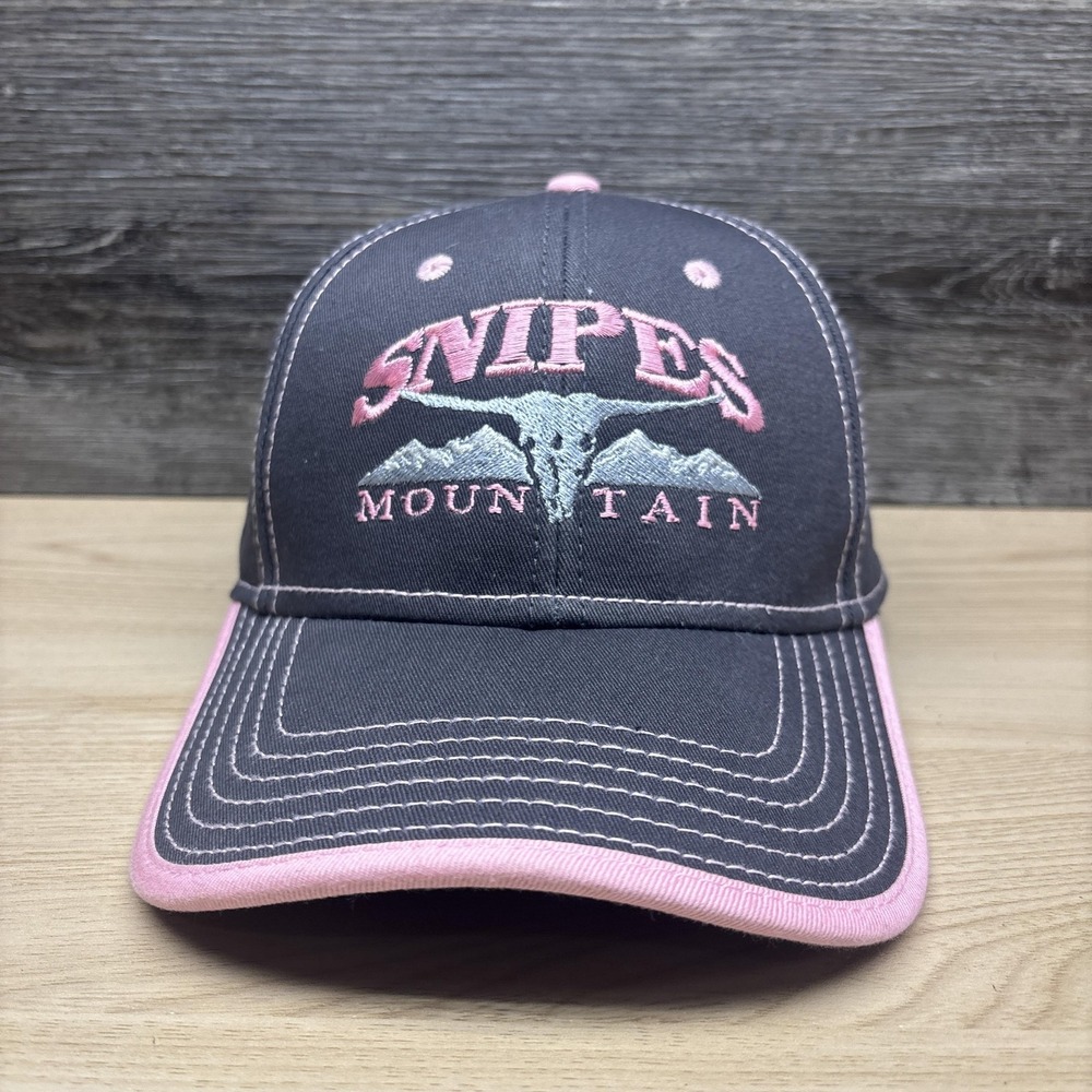 Snipes Mountain Hat Cap Strap Back Womens Gray Pink Embroidered OTTO One Size